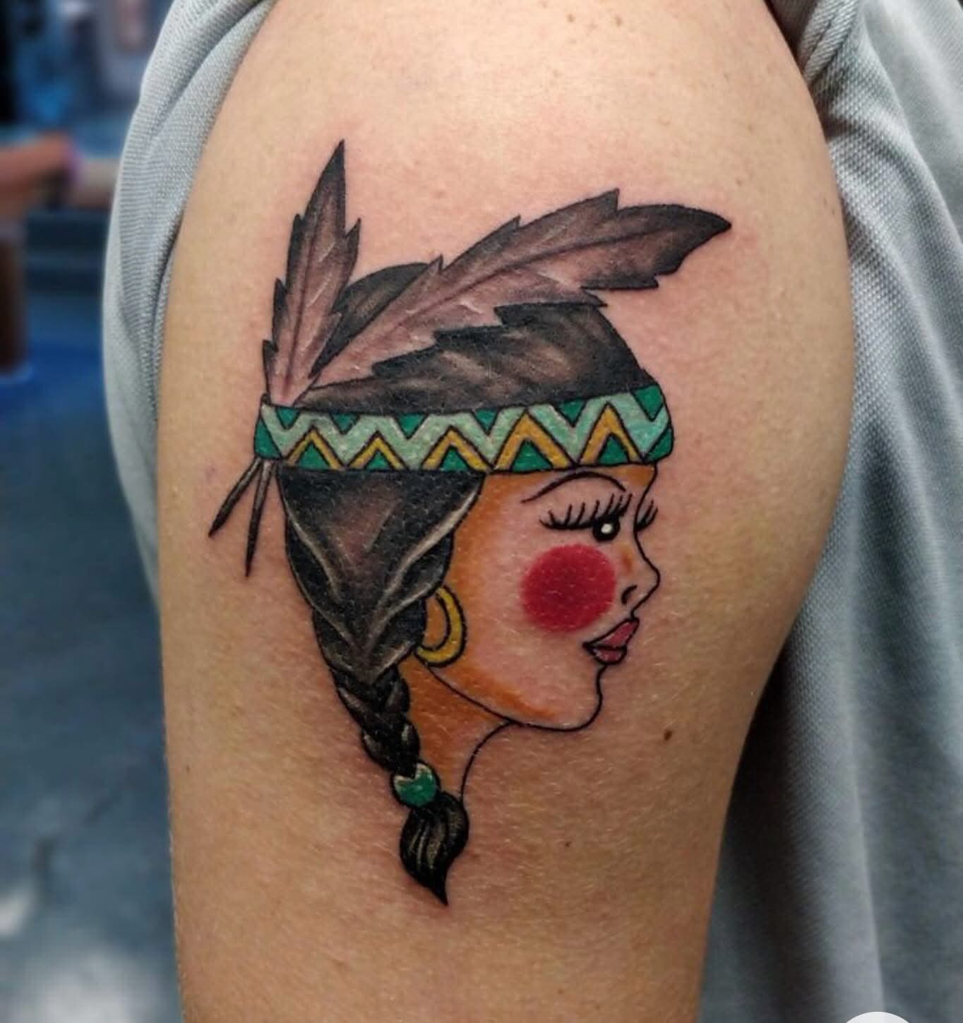 Native girl — tattoo by @sean_e_bones