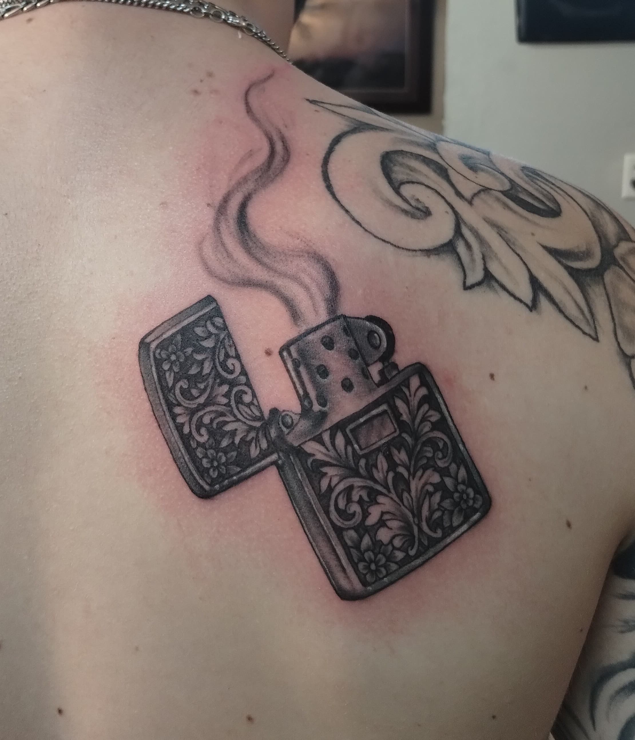 Zippo blk n grey — tattoo by @porkchop
